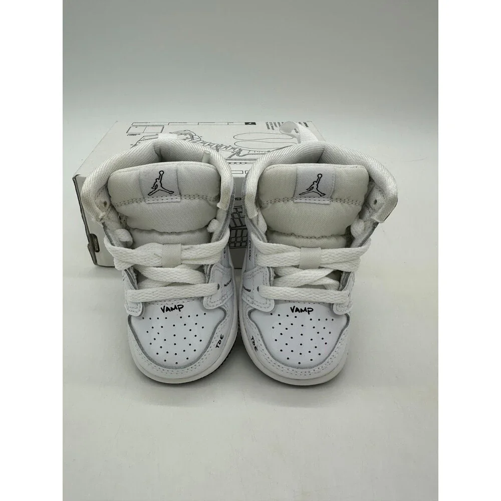 Jordan 1 Mid TD Childrens size 4C Schematic White Black Shoes DQ1865 100